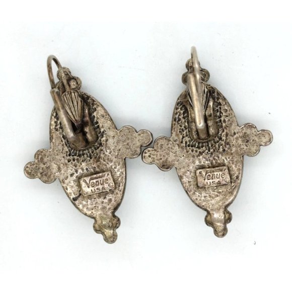 VINTAGE VENUE EARRINGS pearls, excellent, made in USA, pierced 12.2 grams - Picture 5 of 7